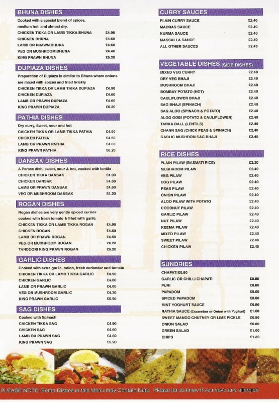 Stobhill Tandoori Takeaway in Morpeth, Indian Balti Take Away & Take-away Menu